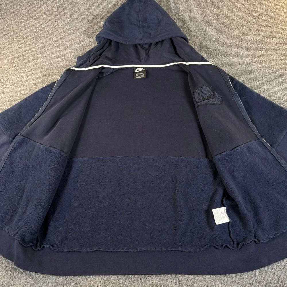 Nike Sportswear Mens Full Zip Fleece Hoodie Navy Blue 929117-451 Medium